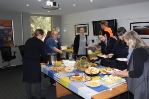 Staff enjoying the food