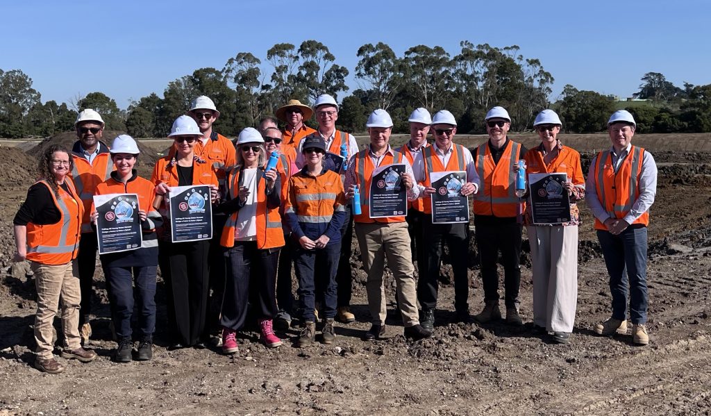 SGW Board members and staff proudly raise the National Water Week poster competition flag at the Leongatha Wastewater Treatment Plant, where several improvement works are planned to ensure we ‘Make Every Drop Count’.